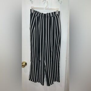 Zara Black and White Stripe Wide Leg Culottes